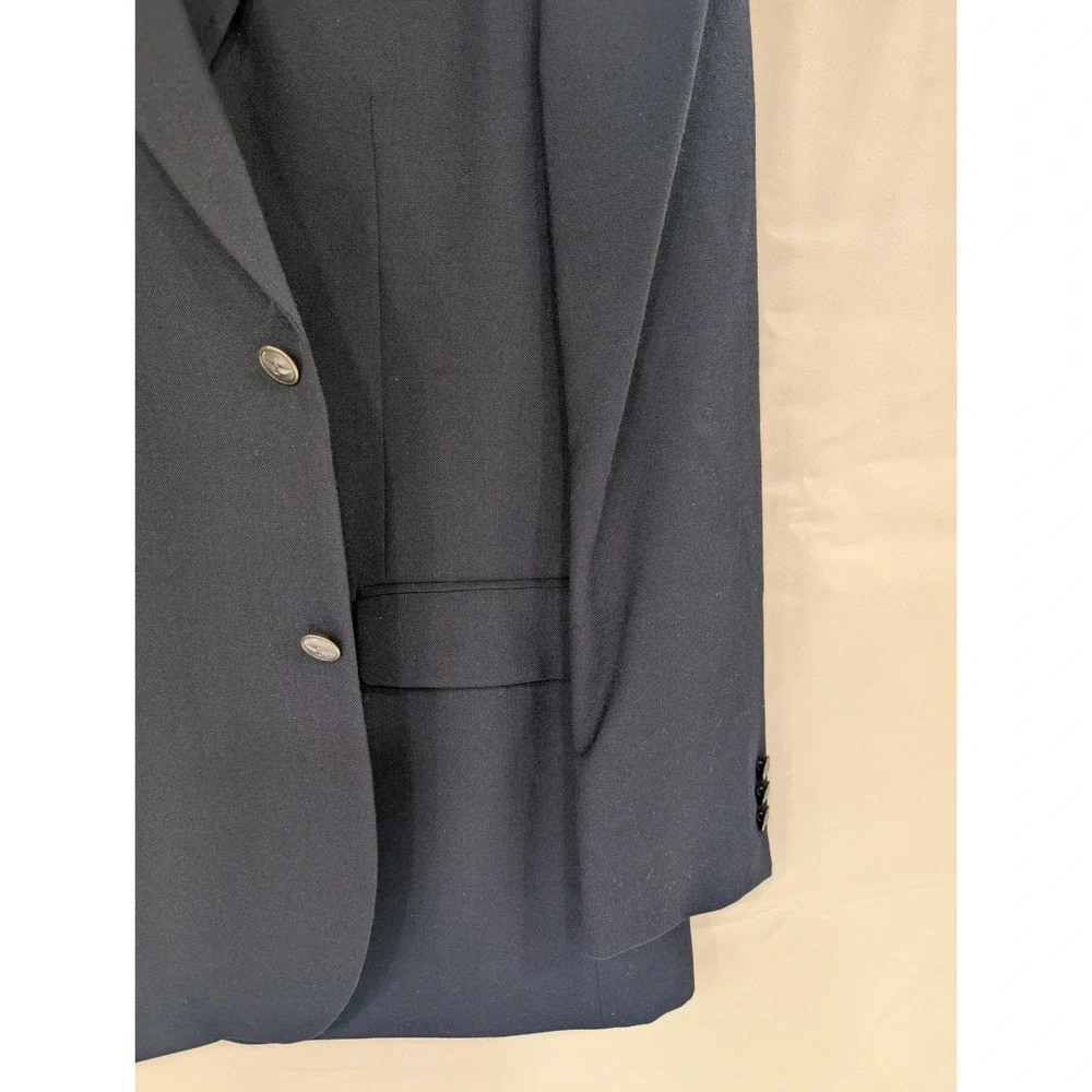 VTG‎ Dockers Men's Black Blazer Jacket Size 46 L Long Business Casual Wool Blend - Picture 3 of 10